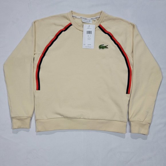 Lacoste Sweaters - Lacoste Womens Sweatshirt Beige Long Sleeve Crew Neck Sz 34